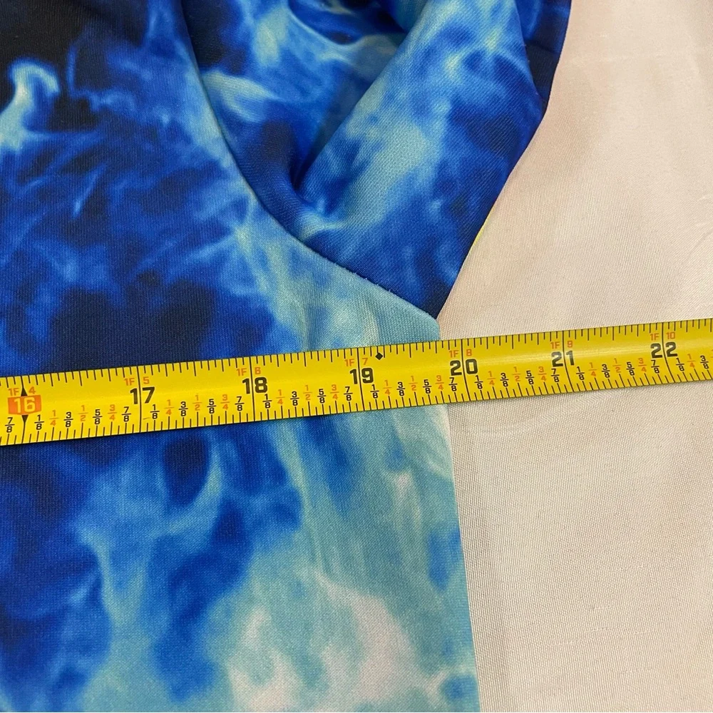 Mr Beast Hoodie XL All Over Fire Ice Flame Print Blue Orange Pullover Sweatshirt